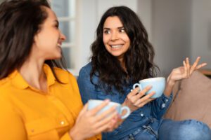 Chatting over coffee